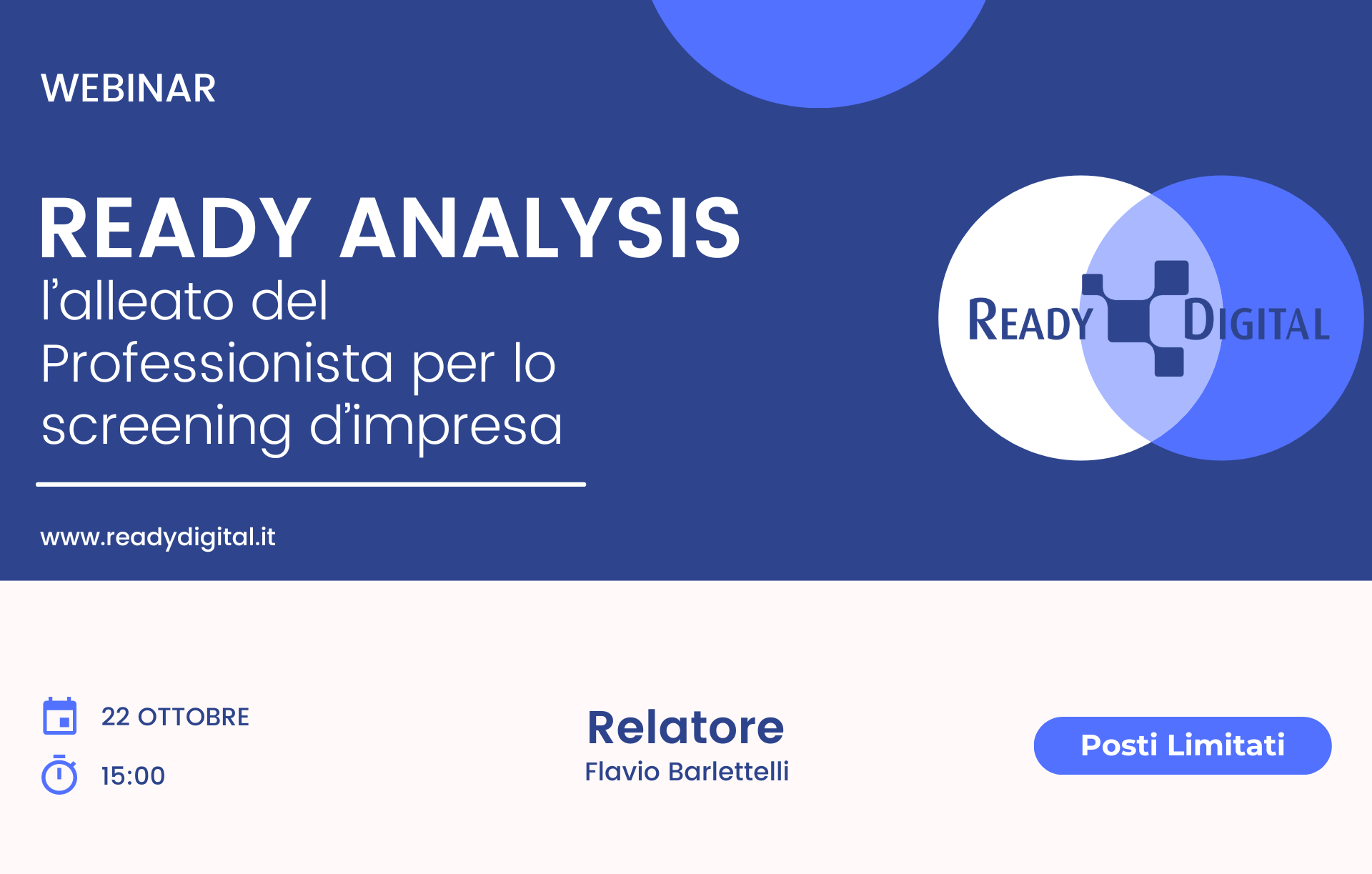 Webinar Live | Ready Analysis: l’alleato del Professionista per lo screening d’impresa